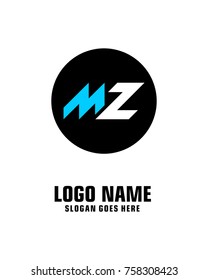Initial letter M & Z logo template vector