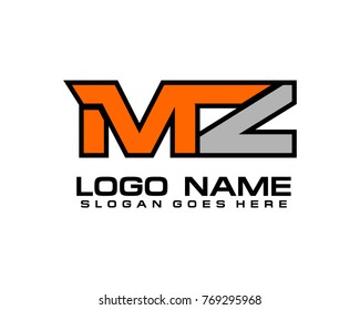 Initial letter M & Z logo template vector
