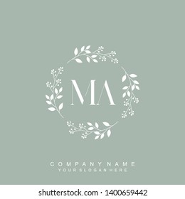 Initial letter MA beautiful handwriting logo vector template