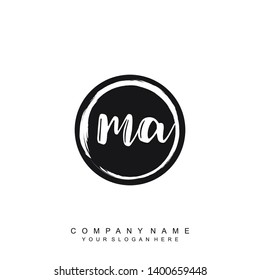 Initial letter MA beautiful handwriting logo vector template
