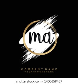 Initial letter MA beautiful handwriting logo vector template