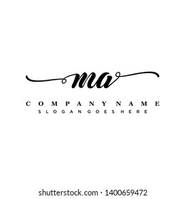 Initial letter MA beautiful handwriting logo vector template
