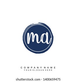 Initial letter MA beautiful handwriting logo vector template
