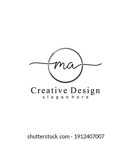 Initial letter MA calligraphy handwritten logo. Handwritten alphabet in the logo template. Letters and Alphabet for your logo design.