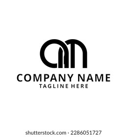 initial letter  AM , MA linked circle lowercase monogram logo