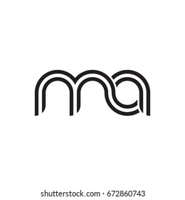 Initial letter ma, linked outline rounded lowercase, monogram black