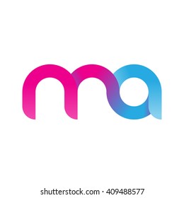 initial letter ma linked round lowercase logo pink blue purple