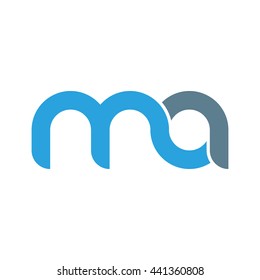 initial letter ma linked round lowercase logo blue