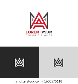 Initial Letter MA linked uppercase overlap modern logo design template. Suitable for business, consulting group company