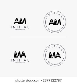 Initial letter AM MA logo design Simple isolated on white Background. Usable for Business and Branding Logos.