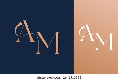 Initial letter AM MA logo design vector illustration for couple, wedding, and business