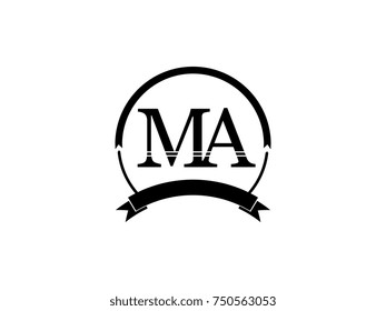initial letter MA logo monogram retro black