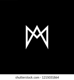 Initial letter MA AM minimalist art logo, white color on black background.