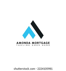 Initial letter MA AM minimalist art logo, blue and black color on white background.