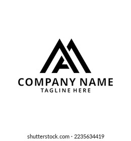 Initial letter MA AM minimalist art logo, black color on white background.