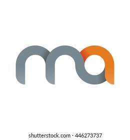 initial letter ma modern linked circle round lowercase logo orange gray