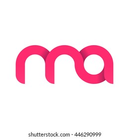 initial letter ma modern linked circle round lowercase logo pink