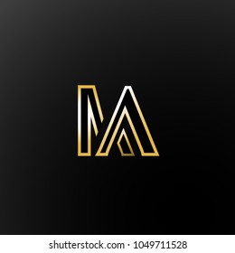 Initial letter MA modern style logo gold