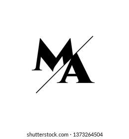 Initial Letter MA Monogram Sliced. Logo template isolated on white background