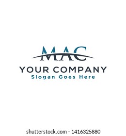 Initial letter MAC, overlapping movement swoosh horizon logo company design inspiration in blue and gray color vector