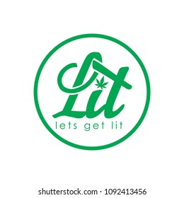 Initial letter with marijuana logo