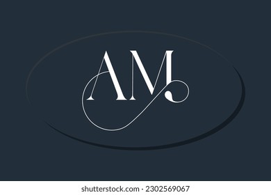 AM initial letter mark ligature style logo design template