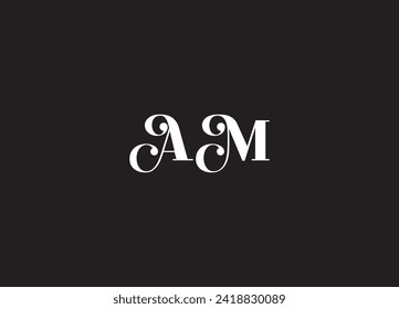AM initial letter mark ligature style logo design template