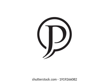 Plantilla de diseño del logotipo de la marca de letra inicial P y J