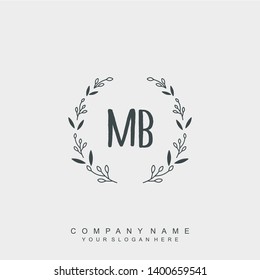 Initial letter MB beautiful handwriting logo vector template