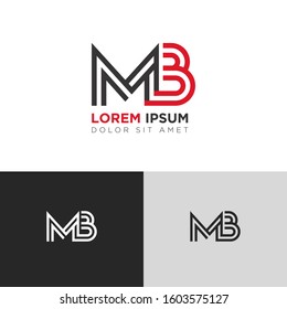 Initial Letter MB linked uppercase overlap modern logo design template. Suitable for business, consulting group company