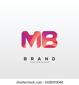 Initial letter MB logo with colorful background, letter combination logo design for creative industry, web, business and company. - Vector