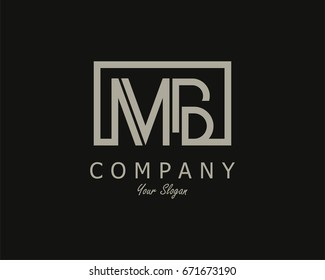 Initial Letter MB Logo Design Template With Box