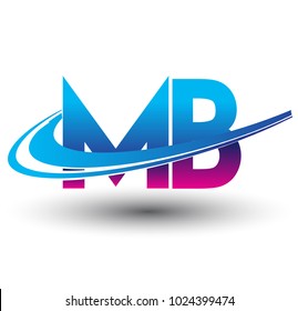 initial letter MB logotype company name colored blue and magenta swoosh design. vector logo for business and company identity.

