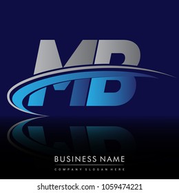 initial letter MB logotype company name colored blue and grey swoosh design. vector logo for business and company identity.