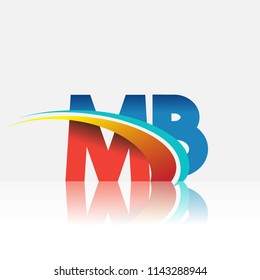 initial letter MB logotype company name colored red and blue and swoosh design. vector logo for business and company identity.
