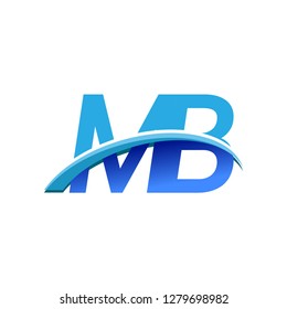 initial letter MB logotype company name colored blue and swoosh design. vector logo for business and company identity.