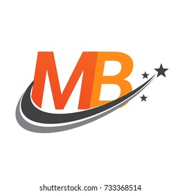 initial letter MB logotype company name colored orange and grey swoosh star design. vector logo for business and company identity.
