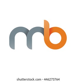 initial letter mb modern linked circle round lowercase logo orange gray