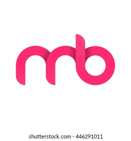 initial letter mb modern linked circle round lowercase logo pink