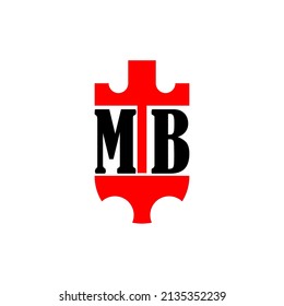 Initial letter MB red crown shield simple logo. Minimal and unique.
