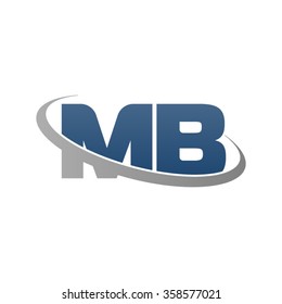 initial letter MB swoosh ring company logo blue gray