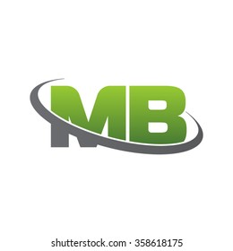 initial letter MB swoosh ring company logo green gray

