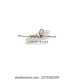 Initial Letter MB Vector Logo Template in Watercolor Signature Style
