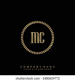 Initial letter MC beautiful handwriting logo vector template