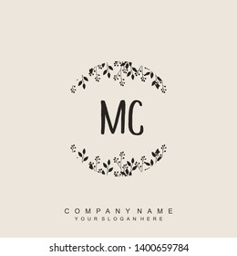 Initial letter MC beautiful handwriting logo vector template
