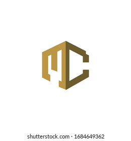 Plantillas de diseño de vectores de logotipos de letras iniciales mc o cm