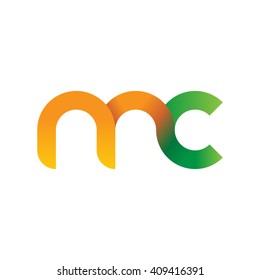 initial letter mc linked round lowercase logo orange green