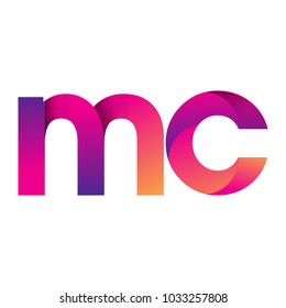 Letra inicial logotipo MC minúscula, magenta y naranja, diseño de logotipo moderno y sencillo.