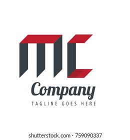 Initial Letter MC Logo With Ribbon Style