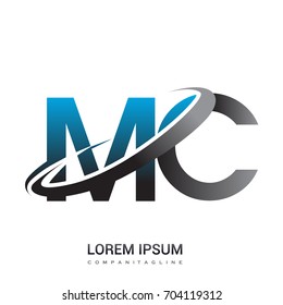 initial letter MC logotype company name colored blue and grey swoosh design. logo design for business and company identity.